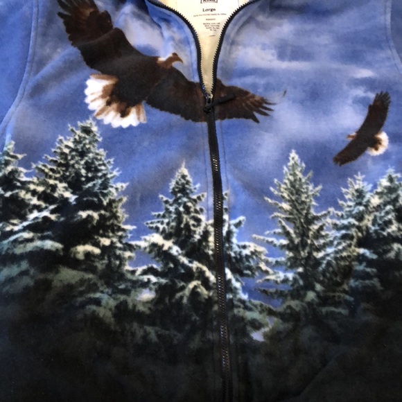 Wild Kind Life large Plush Sherpa Full Zip American Eagle Hoodie - Picture 2 of 4